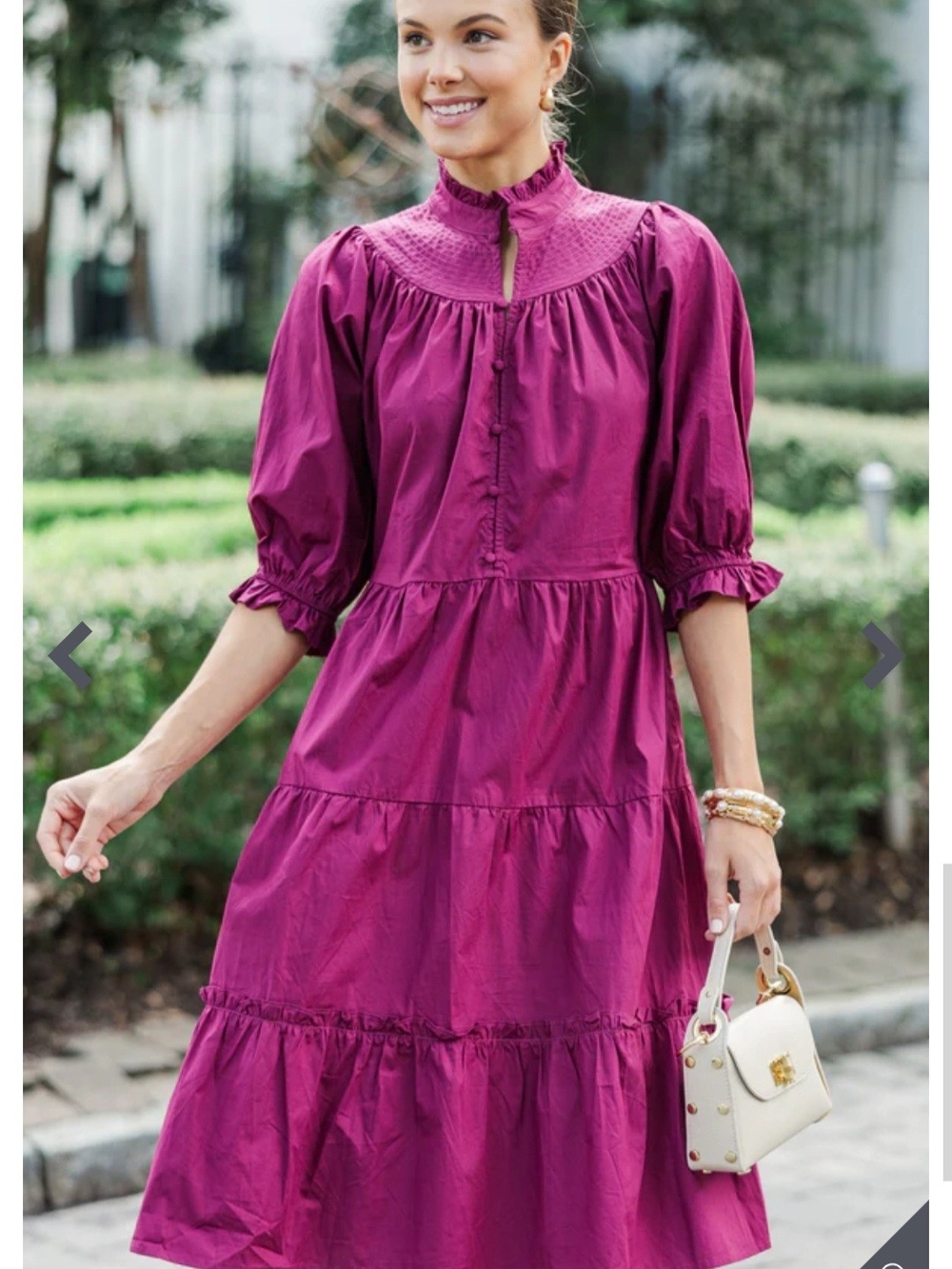 Pinch Berry Feeling The Love Tiered Midi Dress with Half Puff Sleeves Pockets